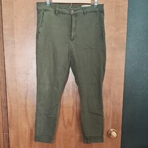 Women's Olive Cuffed Skinny Pants Petite